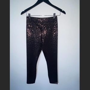 Leopard Blue Gold Foil Leggings - size 4